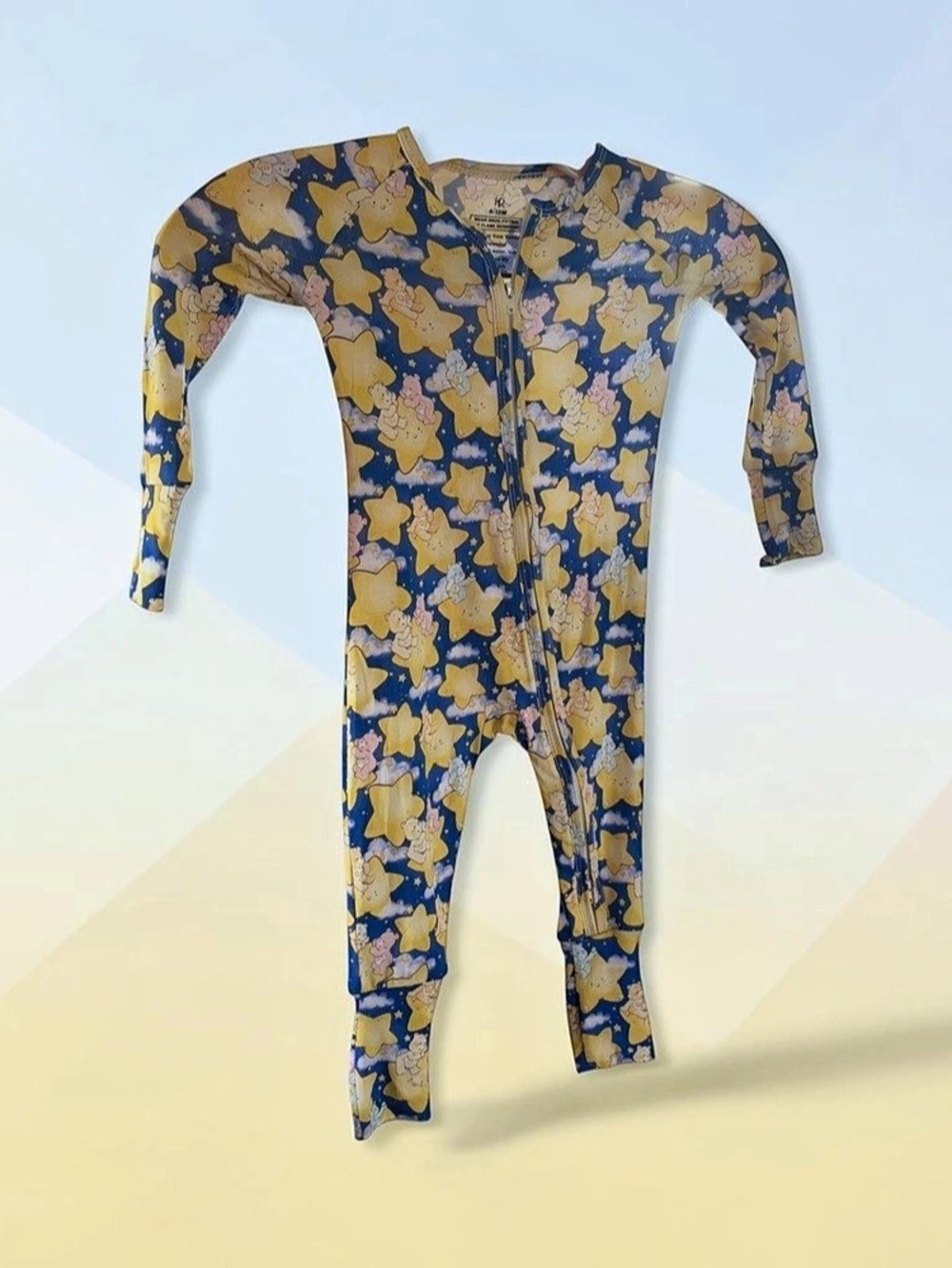 BABY Zippered Bamboo Care Bear Print Onesie Fits- 6-12mos